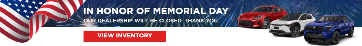 Closed Memorial Day 2024